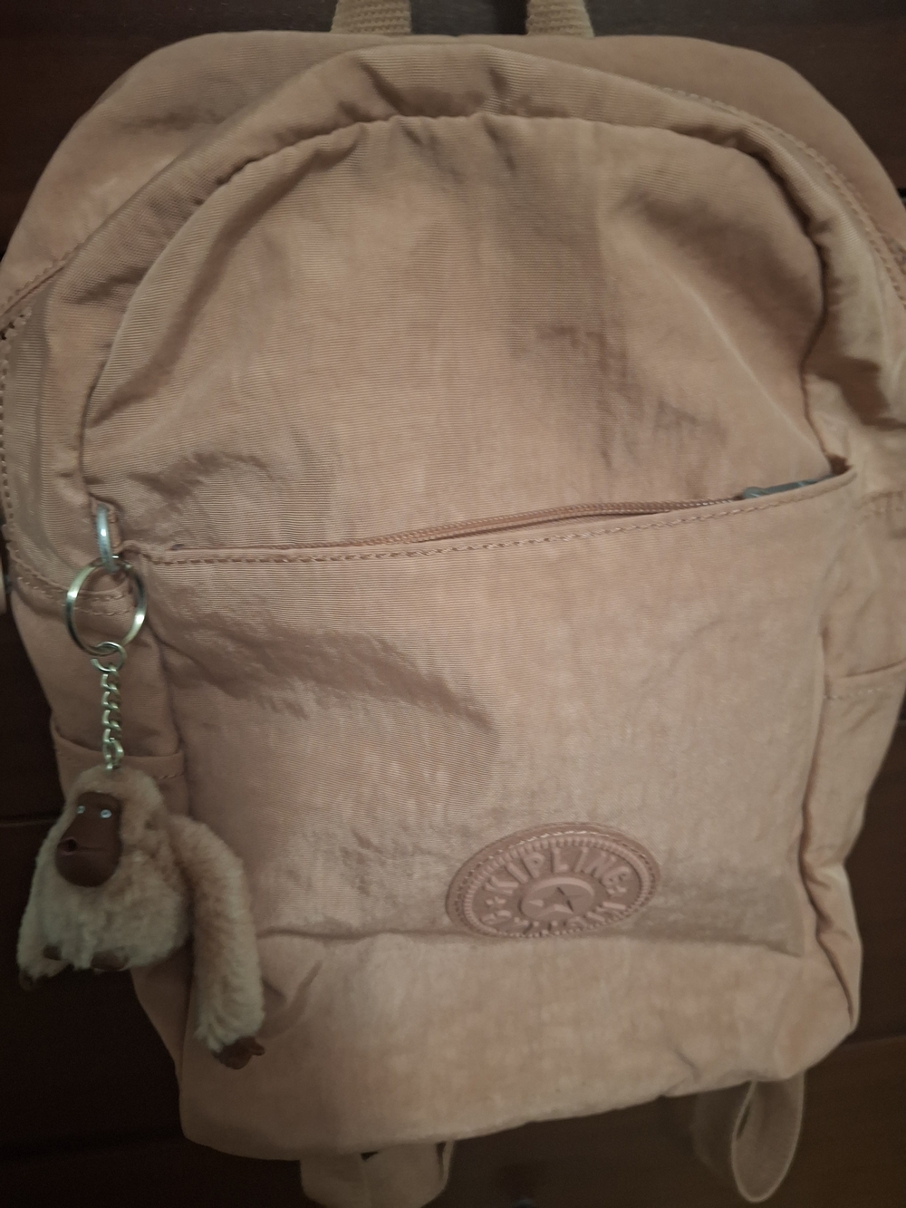 Kipling Soft Blush Pink Nylon Backpack with Monkey Charm
